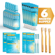 Lumineux Longevity Kit: mouthwash, whitening toothpaste, strips, and 3 toothbrushes