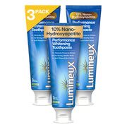 Lumineux® 3-pack performance whitening toothpaste tubes with 10% nano-hydroxyapatite