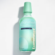 Lumineux Clean & Fresh mouthwash bottle, mint green with cap