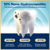Before-and-after tooth diagram showing 10% nano-hydroxyapatite enamel