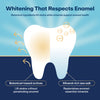 Lumineux® teeth whitening toothpaste with tooth graphic and enamel-safe ingredient icons